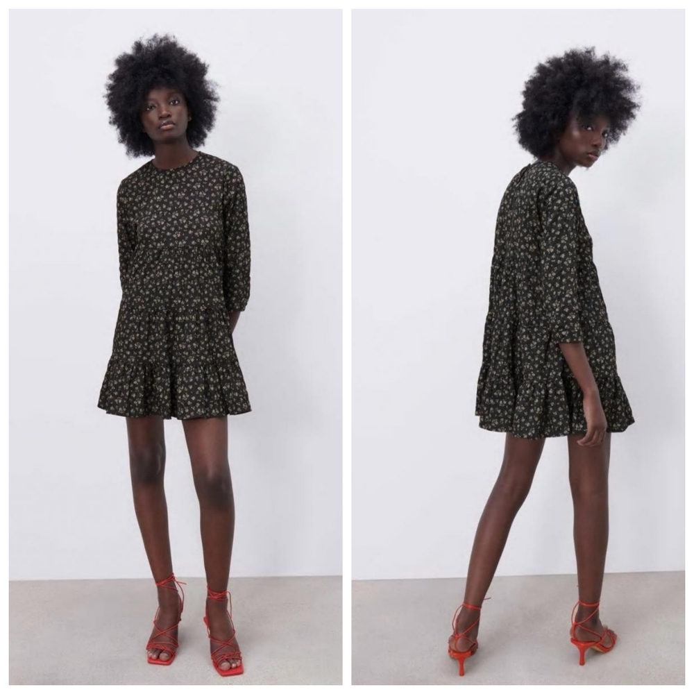 Zara floral tiered mini dress